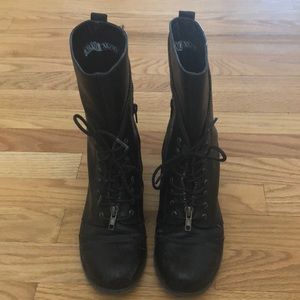 Black Zippered Combat Boots Size 6.5
